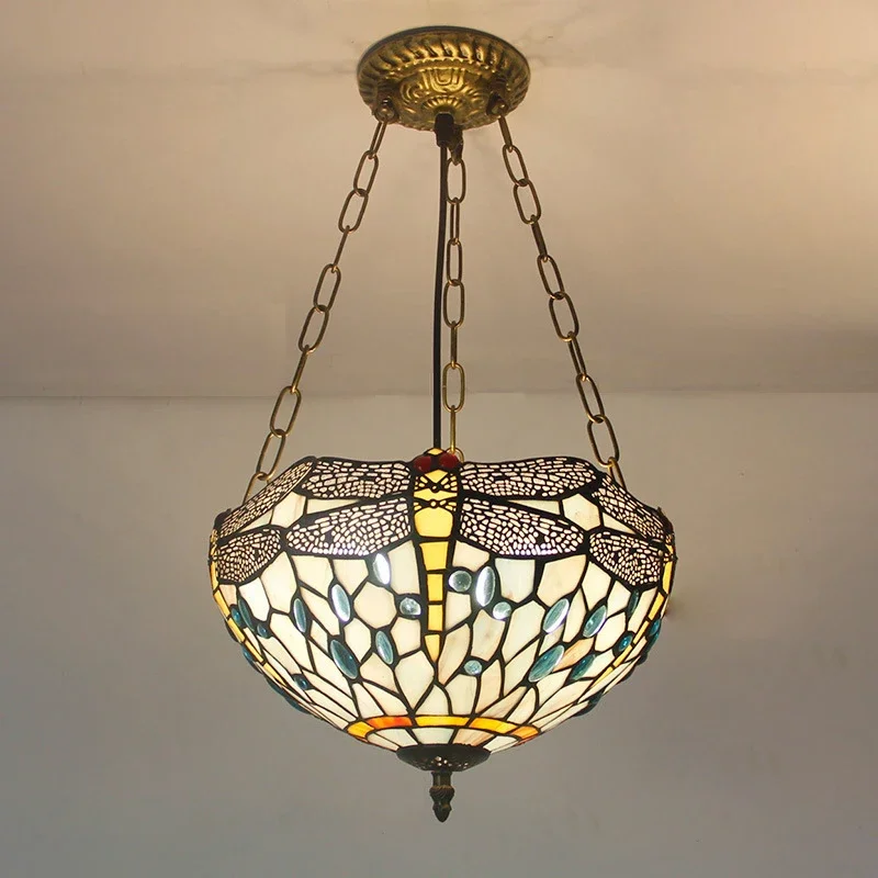 

Подвесной светильник TEMAR Tiffany, светодиодный ретро-креативный светильник для гостиной, ресторана, спальни, виллы, отеля, коридора, цветное стекло, люстра