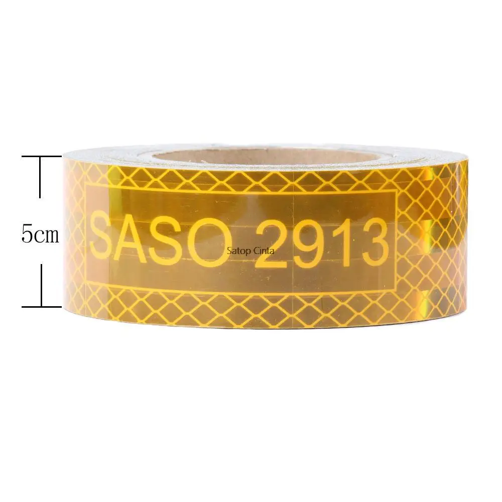 

Wholesale 5cm*45.7m Saudi Arabia SASO 2913 Yellow Adhesive Reflective Strip Stickers Reflective Warning Tapes For Trailer Trucks