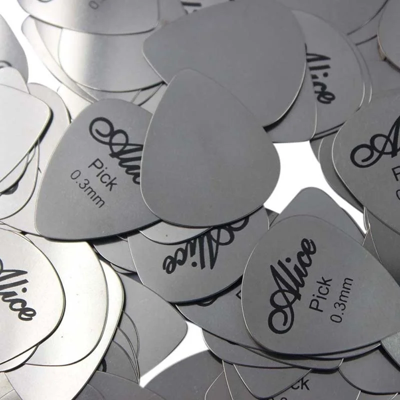 10 Pcs Metal Guitar Pick 0.3mm Thin Durable Silver Color Professional Bass Ukelele Guitar Picks