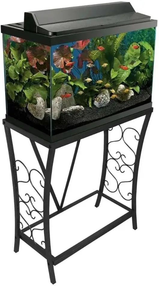 

20 Gallon Metal Aquarium Stand, Black Finish, Easy Assembly, 24.3" L x 12.5" W