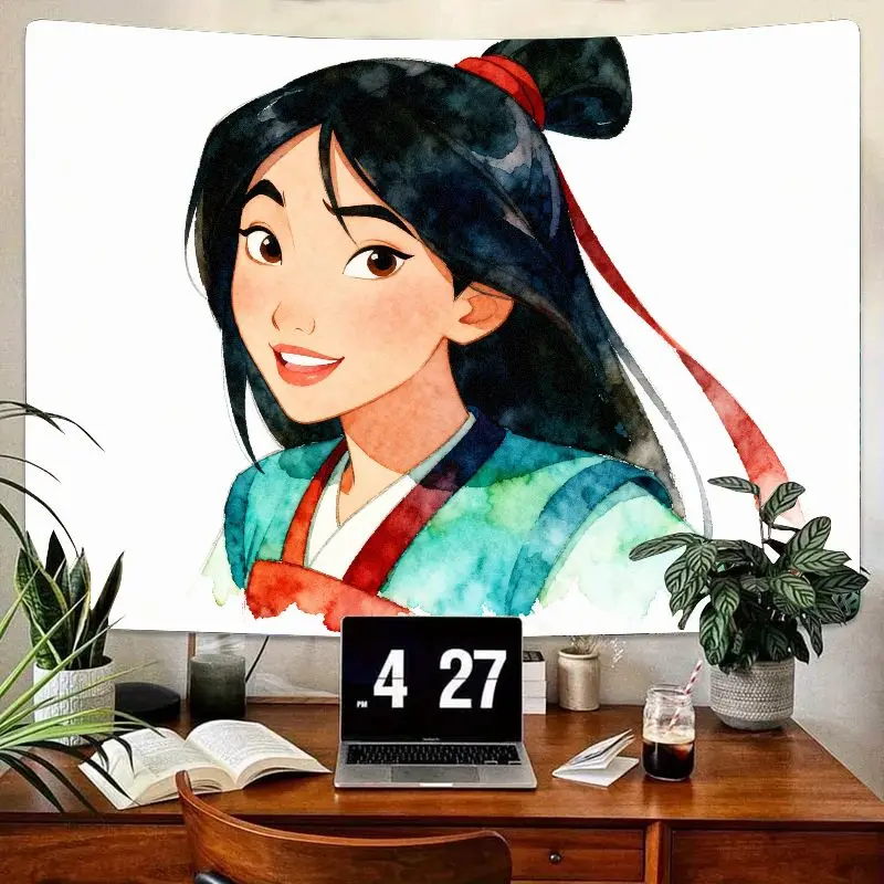 

1PC Disney Mulan Watercolor Tapestry, Warrior Princess Wall Hanging, Aesthetic Room Decor for Girls, Living Room Bedroom Dorm Gi