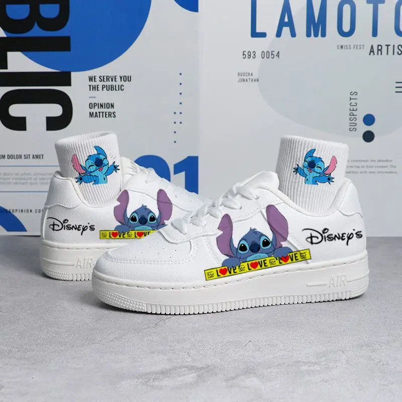 Cartoon Children Casual Shoes Disney White Kids Sneakers Boys Shoes Lilo & Stitch Girls Print Sport Shoes Tennis Shoes Couple