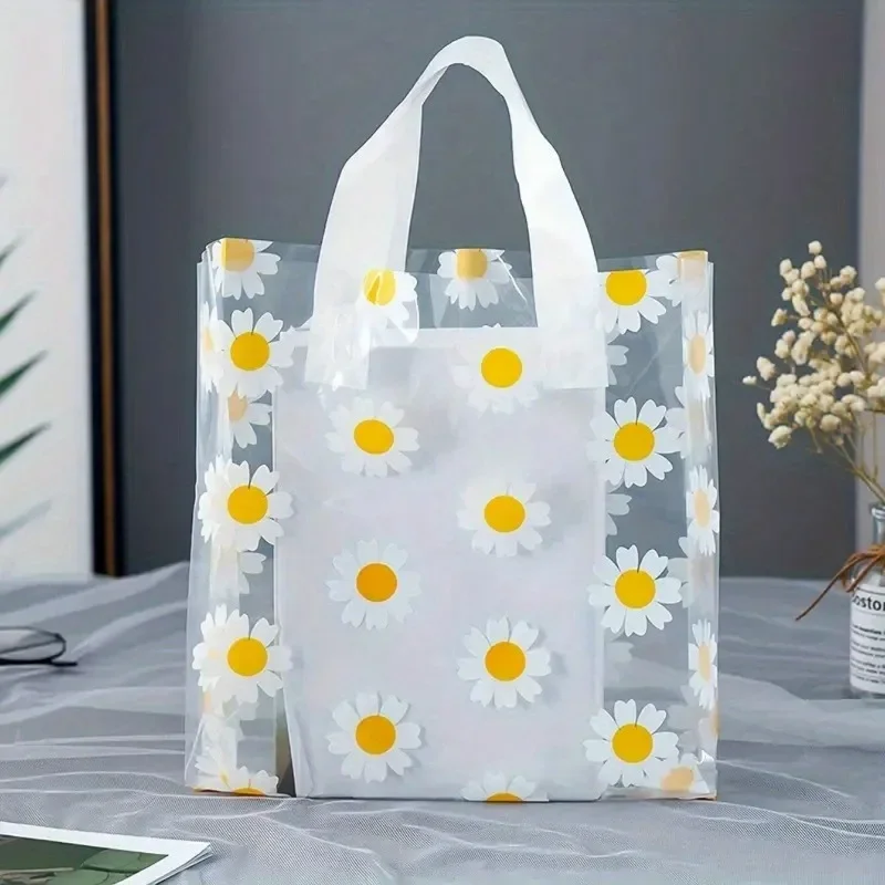 10pcs Vibrant Daisy Themed Gift Bags – Stain & Water Resistant Versatile Ideal for Packaging Cosmetics Clothes & Parties Supply