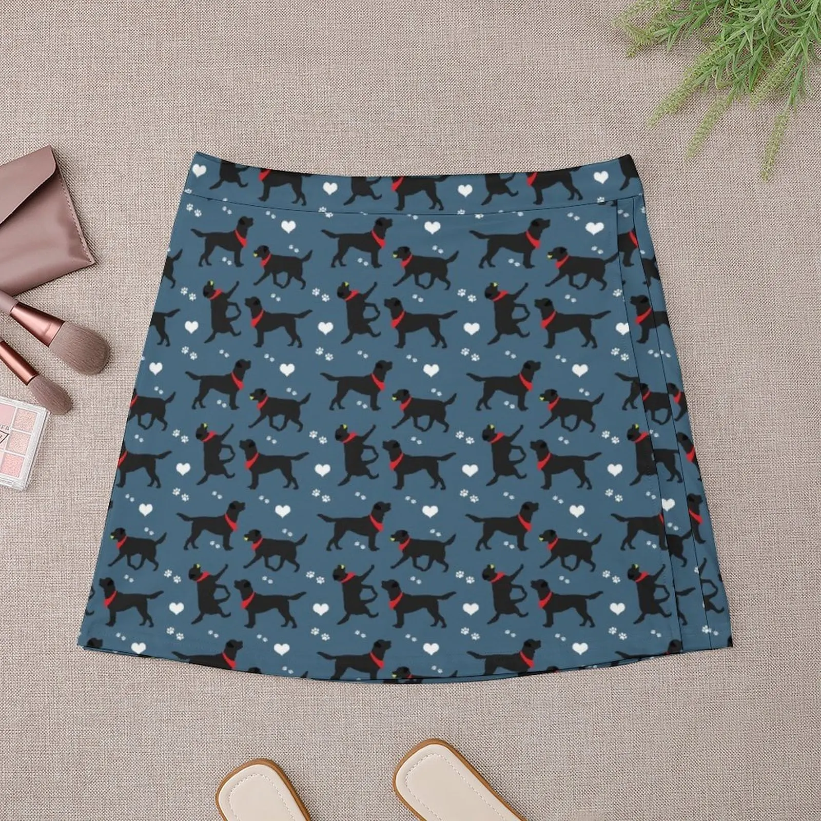 Black Lab Pattern in Blue Black Labs with Hearts Dog Patterns Mini Skirt skirts for womens 2025 Korean clothing Mini Skirt
