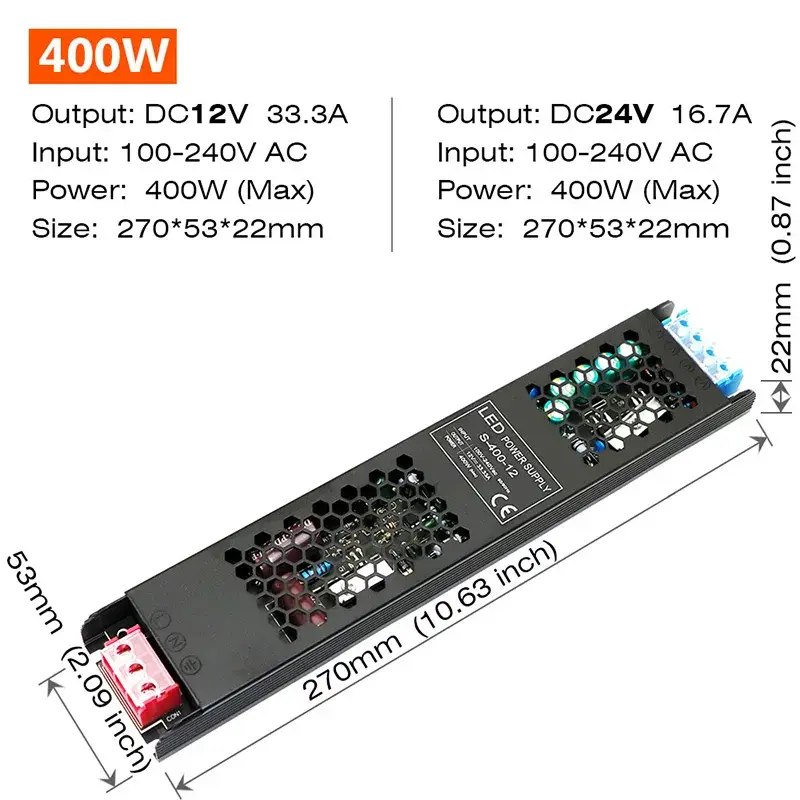 Constant Voltage Power Supply 48W 60W 100W 150W 200W 300W 400W Thin Driver For LED Strips DC 12V / 24V Lighting Transformers - Image 10