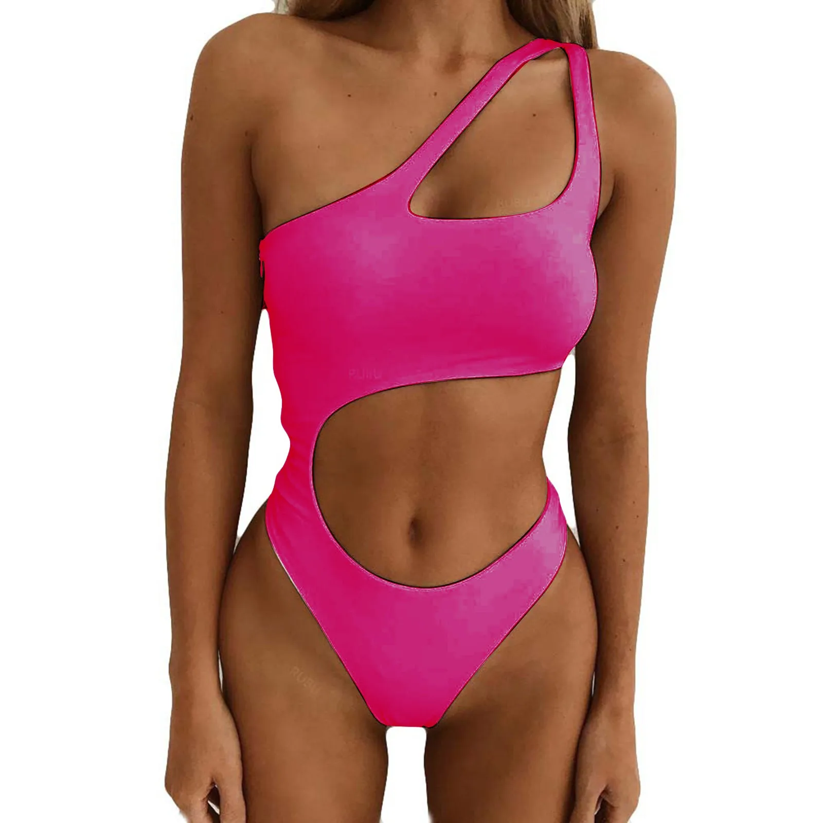 セクシーなビキニセットワンショルダーワンピース水着オフショルダーホワイトパッチワーク水着ボディスーツ水着服