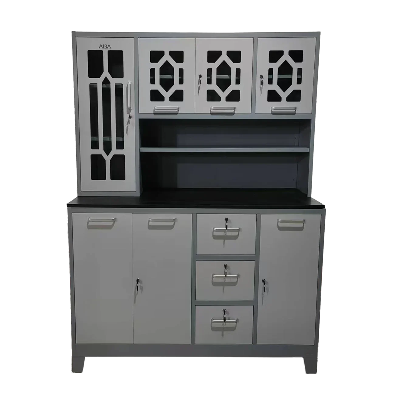 4 Doors Kitchen Storage Cabinet Steel Kitchen Units Kitchen Pantry Cupboards Home Furniture