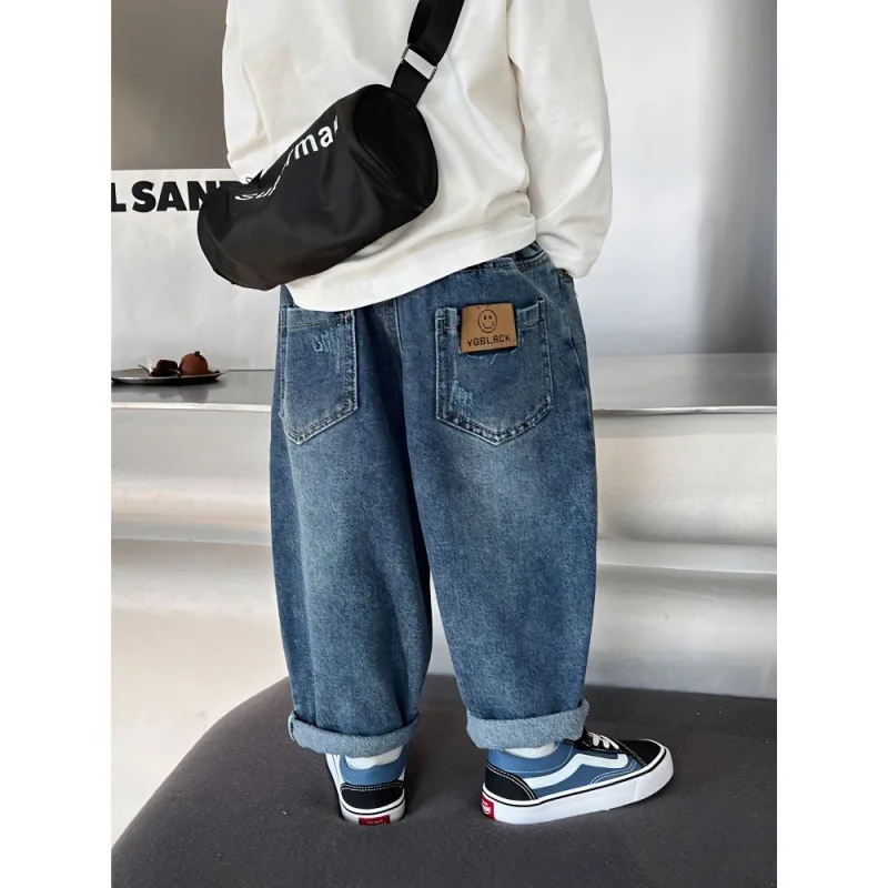 Pantaloni jeans per ragazzi pantaloni lunghi cotone 2024 moda primavera autunno pantaloni per bambini per bambini capispalla per adolescenti abbigliamento per bambini