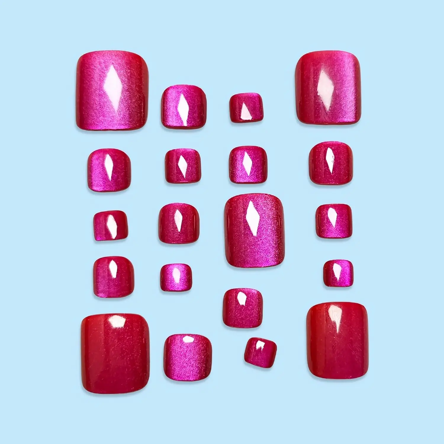 96 pièces acrylique pied-de-biche en forme d'orteil court faux avec conception d'oeil de chat faux orteil clou entièrement couvert orteil pointe d'ongle artificiel Nai