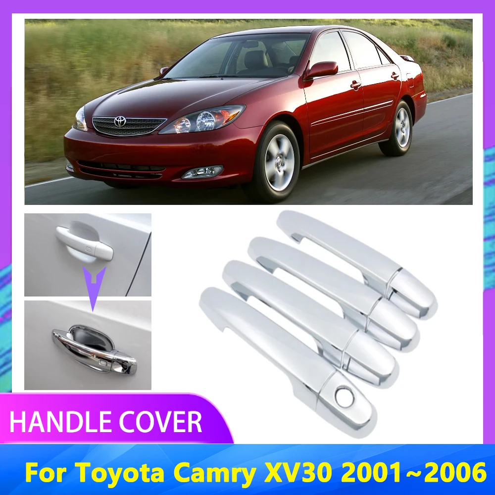 Chrome Car Handle Cover For Toyota Camry XV30 Daihatsu Altis 2001 2002 2003 2004 2005 2006 ABS Plastic Cap Rustproof Accessories