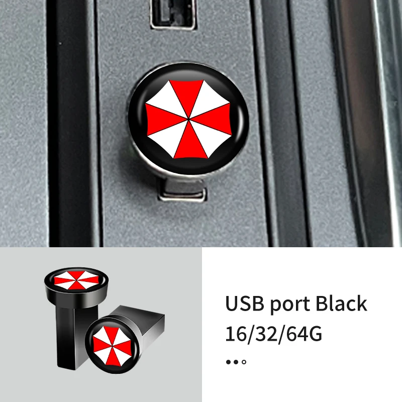 Car USB Flash Drive Mini Portable Storage Memory Drive Pen Drive For Umbrella Corporation Logo Automobiles Car Accessories