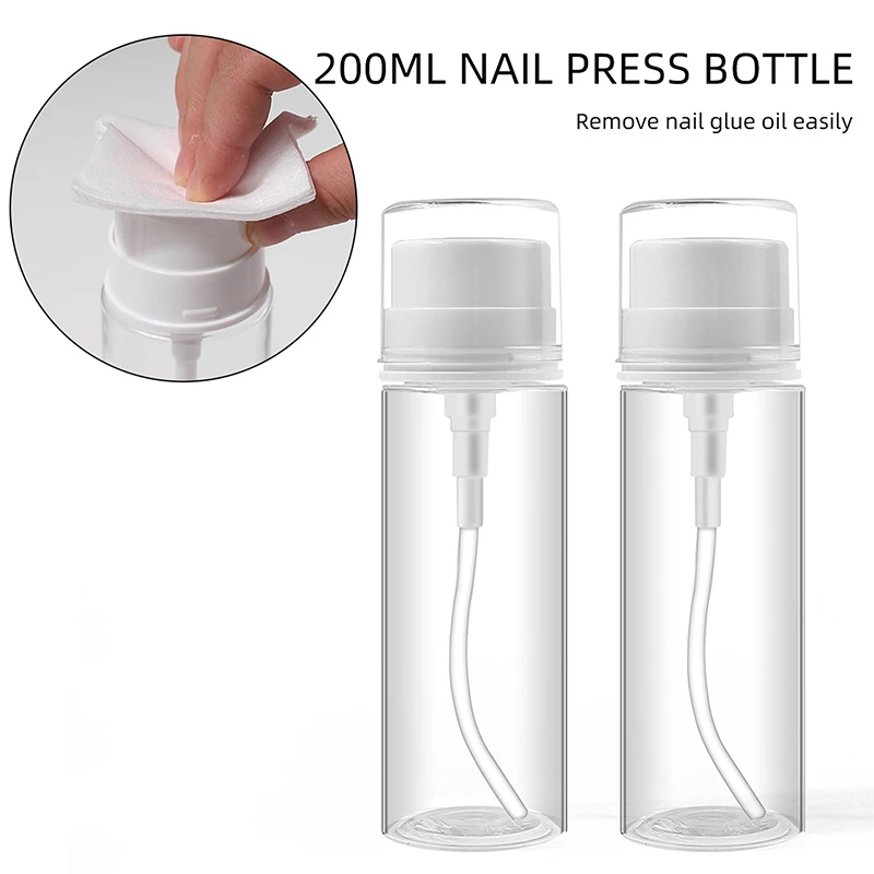 

200ML Refillable Bottles Push-type Bottling Push Down Empty Pump Dispenser Bottle For Nail Polish And Makeup Remover Bottle