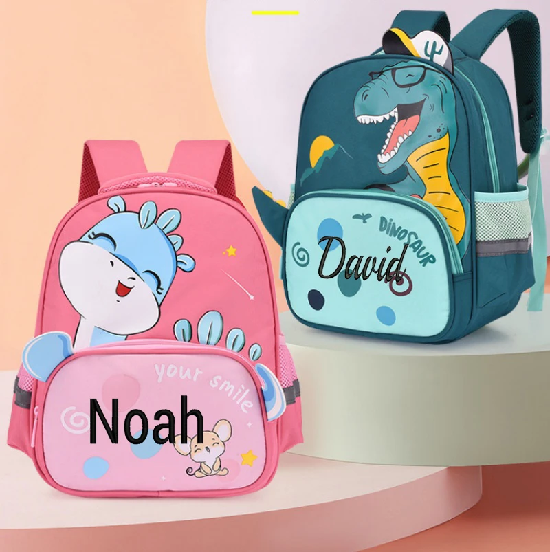 

Personalized Name Cartoon Kids Backpack Little Dinosaur Kindergarten Bag with Embroidered Name Small Light Kids Schoolbags