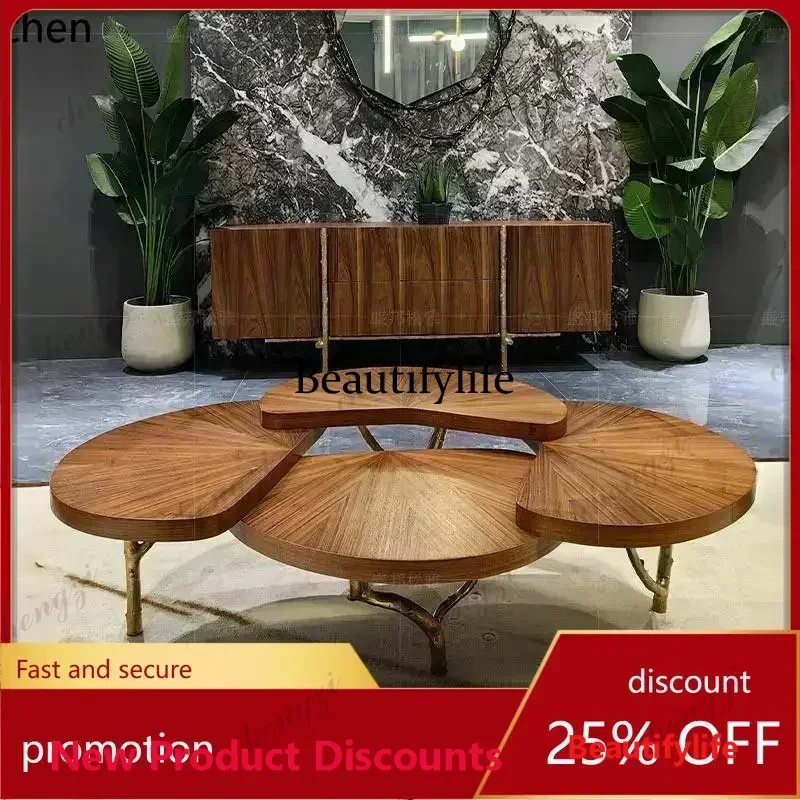 45 HT living room home villa modern light luxury high sense creative water lily design art tea table