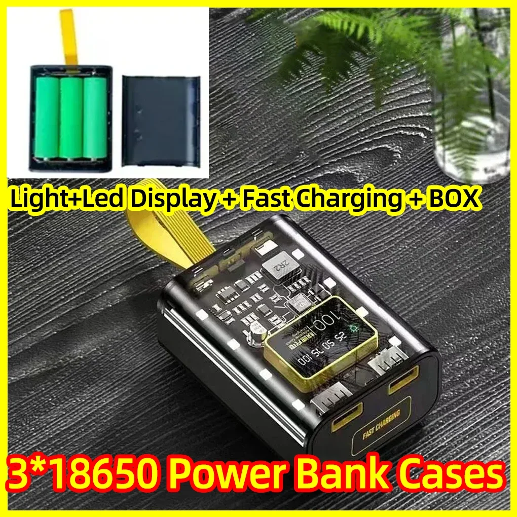 

18650*3 Box Power Bank DIY Fast Charging Cases Battery Storage Night Light USB Charge for iPhone Xiaomi SAMSUNG