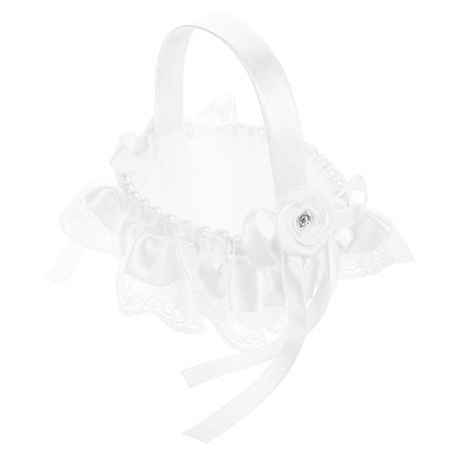 

Lace Flower Basket Handheld Decorative Sprinkle Flowers Petal for Wedding Cute Cloth Bridal Bridesmaid