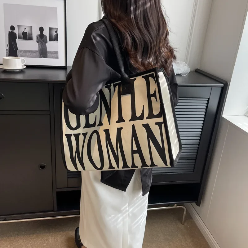 Canvas Bag Fashionable Printed Shoulder Bag Versatile Casual Tote Bag Mother Kids Bags for Girl Shopping Bags Bolsos De Mujer