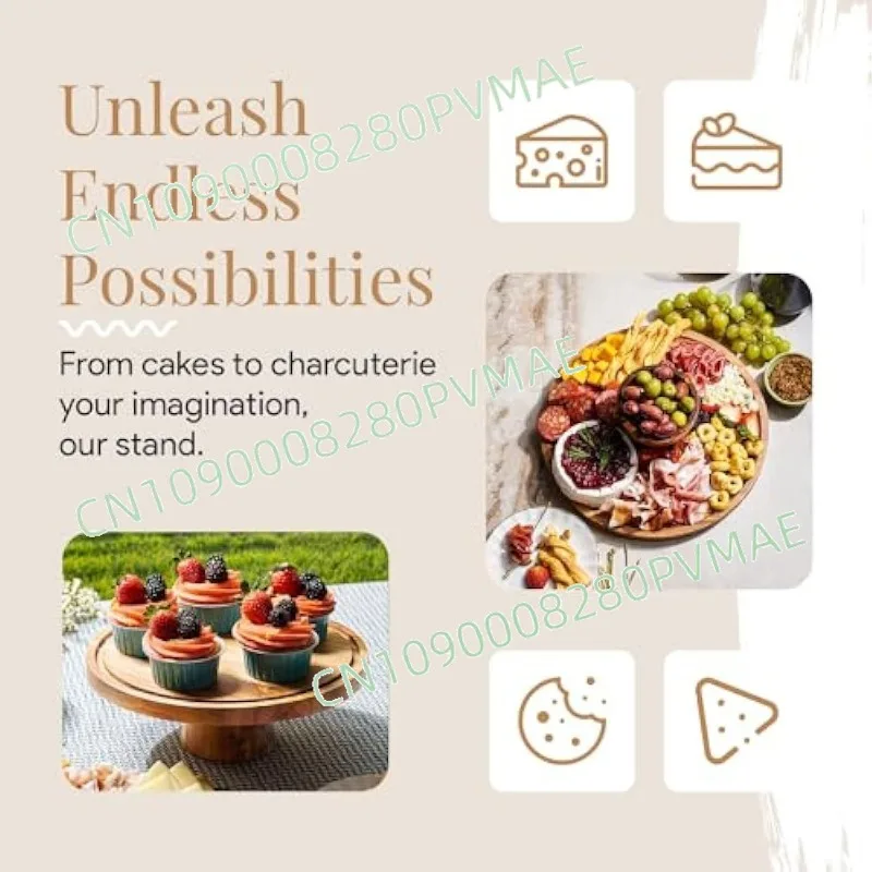 

Wooden cake tray Solid wood cake base, wooden dessert round fruit tray High foot bread tray