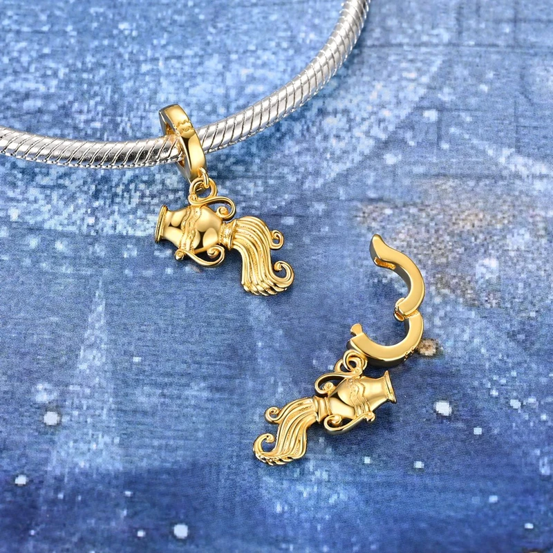 925 Silver Charms Beads The Twelve Zodiac Signs Pendants Fit Original Bangle Bracelet Pendants DIY Jewelry Gift For Women