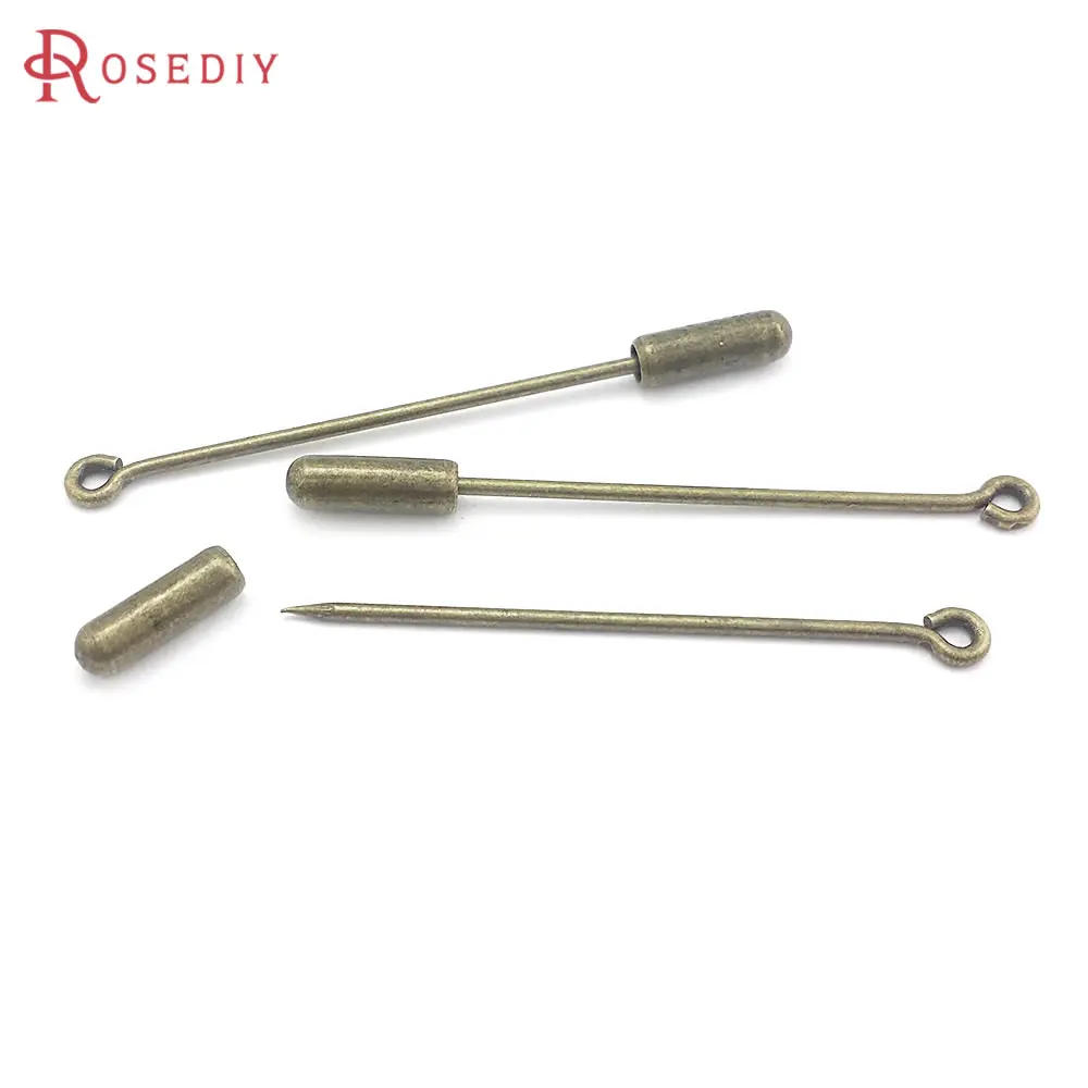 with Stopper Pin 35MM 45MM 60MM Antique Bronze Brass Brooch Sharp Eye Pins Needle Diy Jewelry Findings Accessories Wholesale