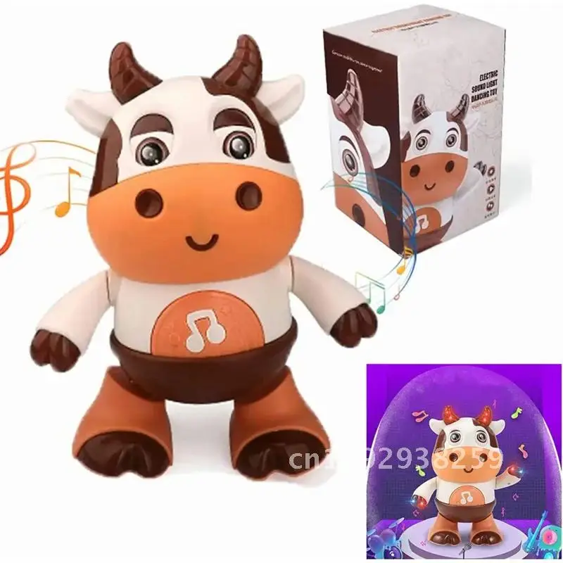 Pequeña vaca bonita, robots de baile, luz musical, regalos oscilantes con juguetes, muñecas para bebés, aprendizaje eléctrico educativo para edades tempranas