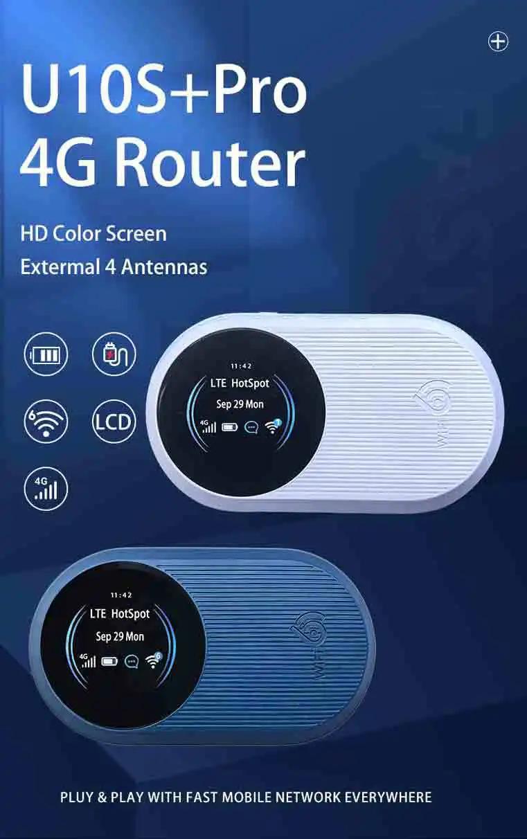 U10S Dual Band Portable Mobile Wifi Router 2.4G&5.8G Hotspot Sim Card Slot with 3000mAh Battery for Travel