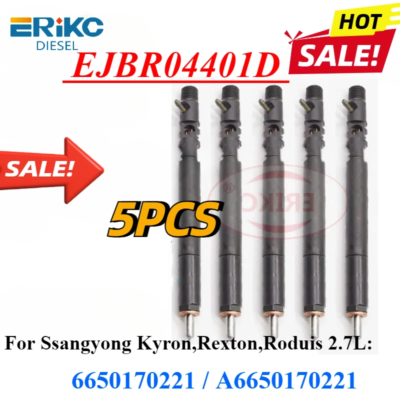 5PC EJBR04401D Fuel Injector Nozzle EJB R04401D Common Rail Injector for SSANGYONG Kyron REXTON 2.7L 6650170221 A6650170221