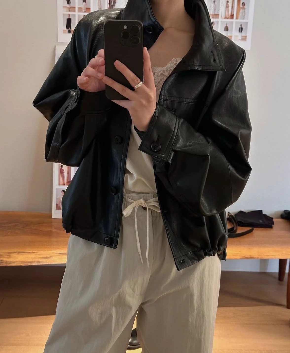 Milieuvriendelijk Faionable Eenvoudige opstaande kraag Dstring Leer Jaet Bovenkleding Monoha Sle Vroege lente Nieuwe collectie Dames...