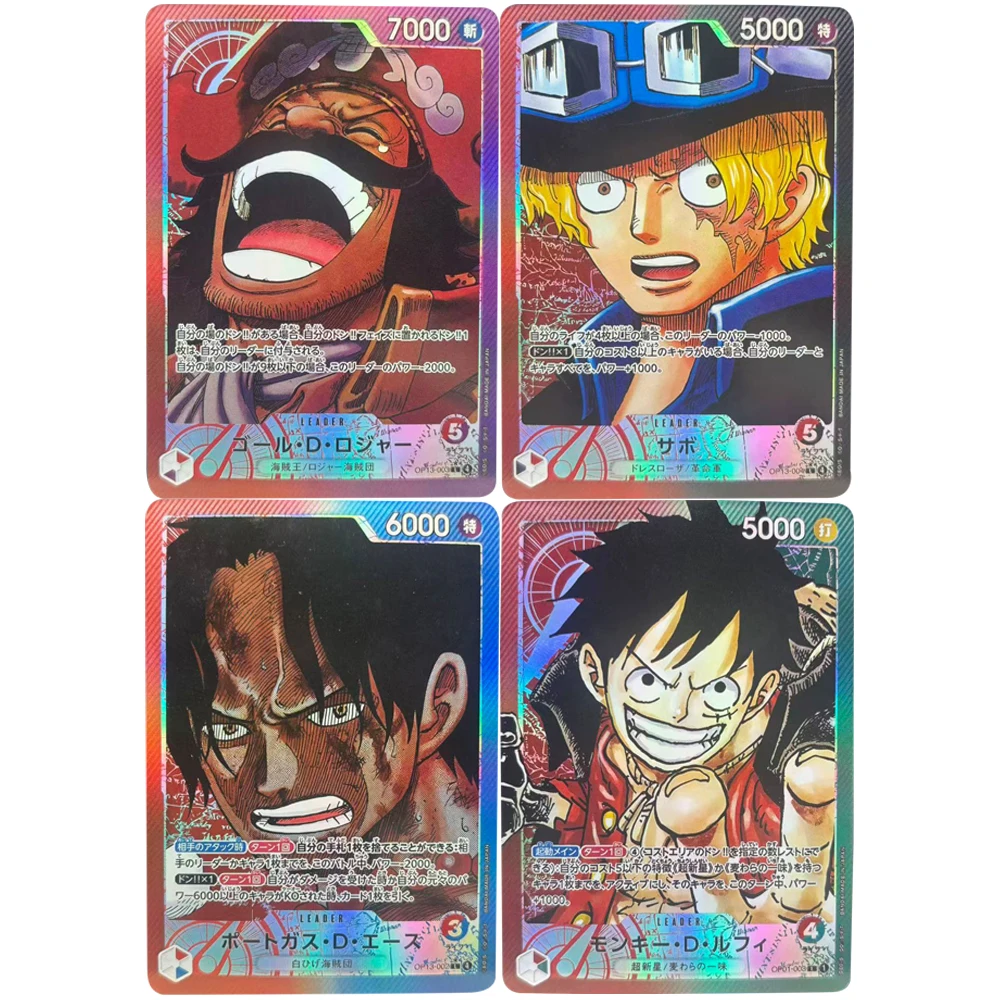 

4 шт./компл. Diy ONE PIECE японский Луффи Эйс Сабо Роджер OPCG флэш-карта самодельная классическая коллекционная карта аниме подарочная игрушка