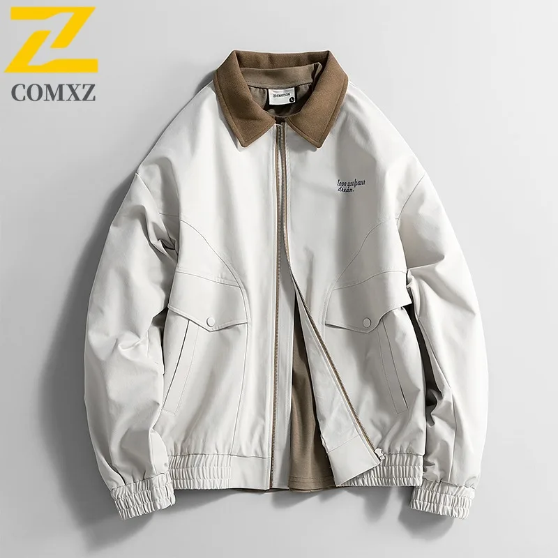 

COMXZ Outdoor Premium Jacket Men Mountaineering Wind Resistant Coat Luxury Stand Collar Urban Style Comfort Autumn Clothing