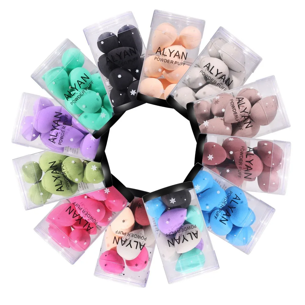 10pcs Soft Cosmetic Puff Multiple Colors Mini Delicate Dry & Wet Use Beauty Egg Drop Shape Make Up Accessories