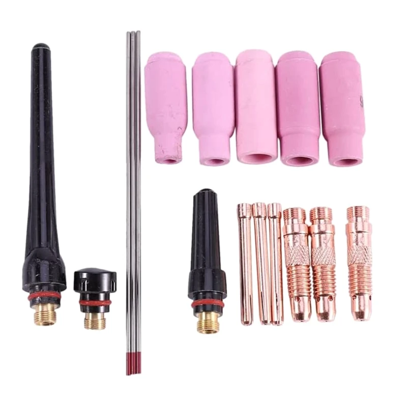 

ipiip TIG Welding Welder Torch Accessories Argon Welding Parts with Tig Cup/Collet Body Nozzle /Electrode