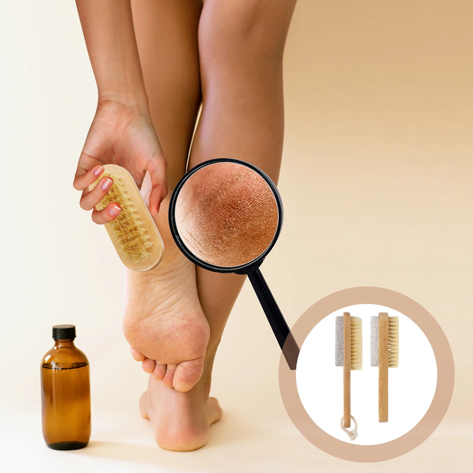 

2Pcs Double Sided Nail Brush Tool Wooden Manicure Brush for Fingernail Scrubbing Clean Hands Feet Comfortable Bristle Pedicure