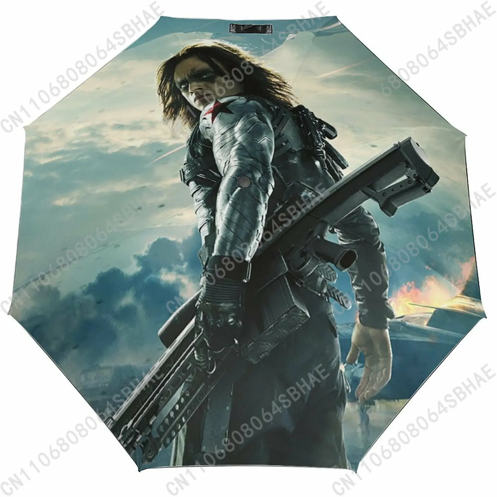 

Автоматический складной зонт Marvel Bucky Barnes с черным покрытием, управление одной кнопкой, в комплекте с чехлом, для косплея
