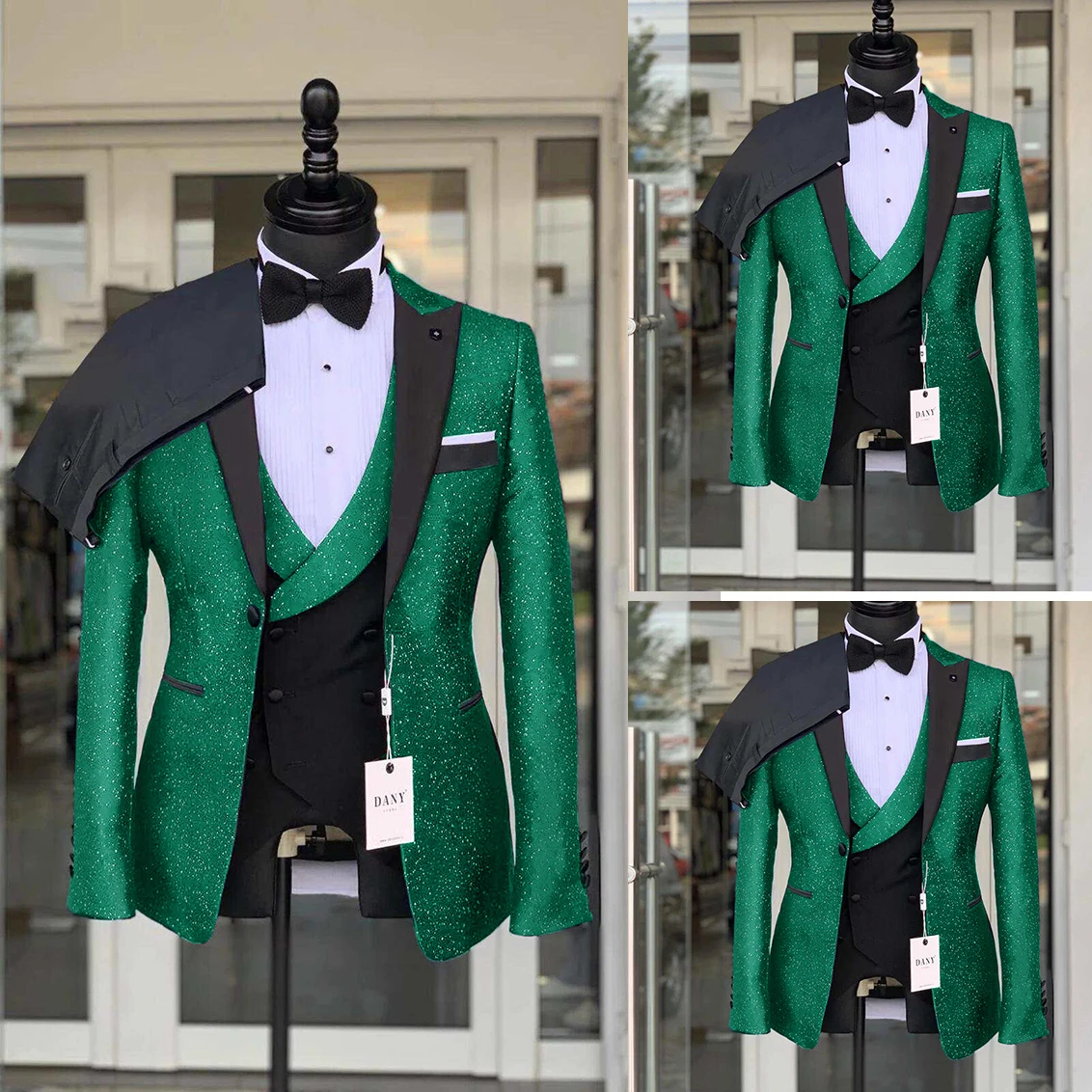 Esmoquin de boda para hombre, traje de novio de gama alta, tela sedosa brillante, traje de graduación, chaqueta con solapa de pico, chaleco, pantalón, hecho a medida