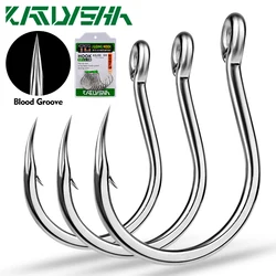 KATYUSHA 10PCS Circle Fishing Hooks 1/0#-5/0# Wide Gap Fishhook High Carbon Steel Worm Barbed Single Hooks Bass Fishing Tackle