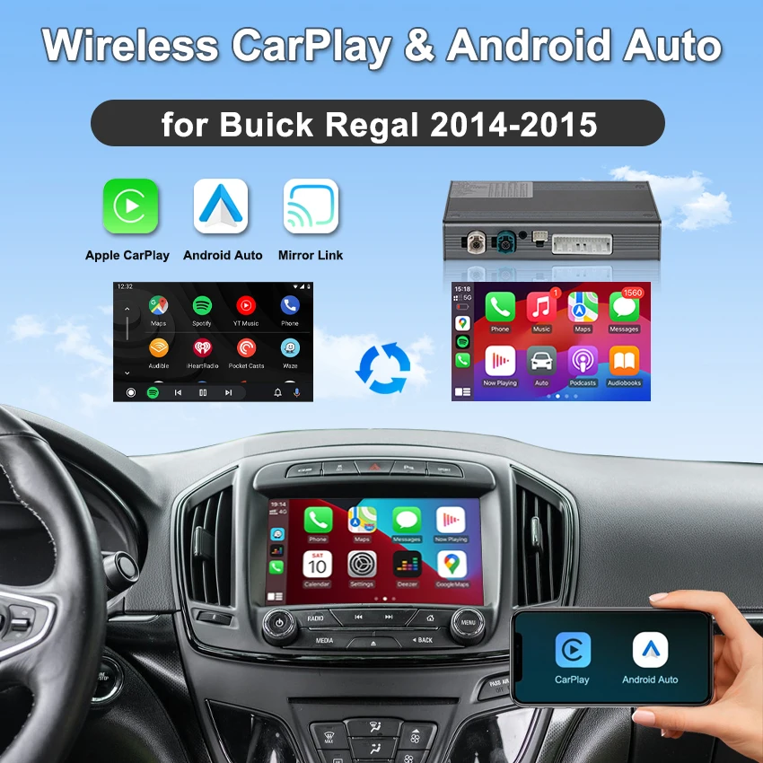 

Wireless CarPlay for Buick Regal 2014-2015 8" screen Android Auto Mirror Link AirPlay Car Play Function Plug and Play OEM-fit