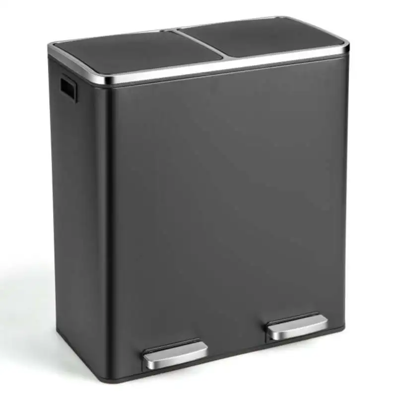 

16 Gallon Dual Step Trash Can-Black