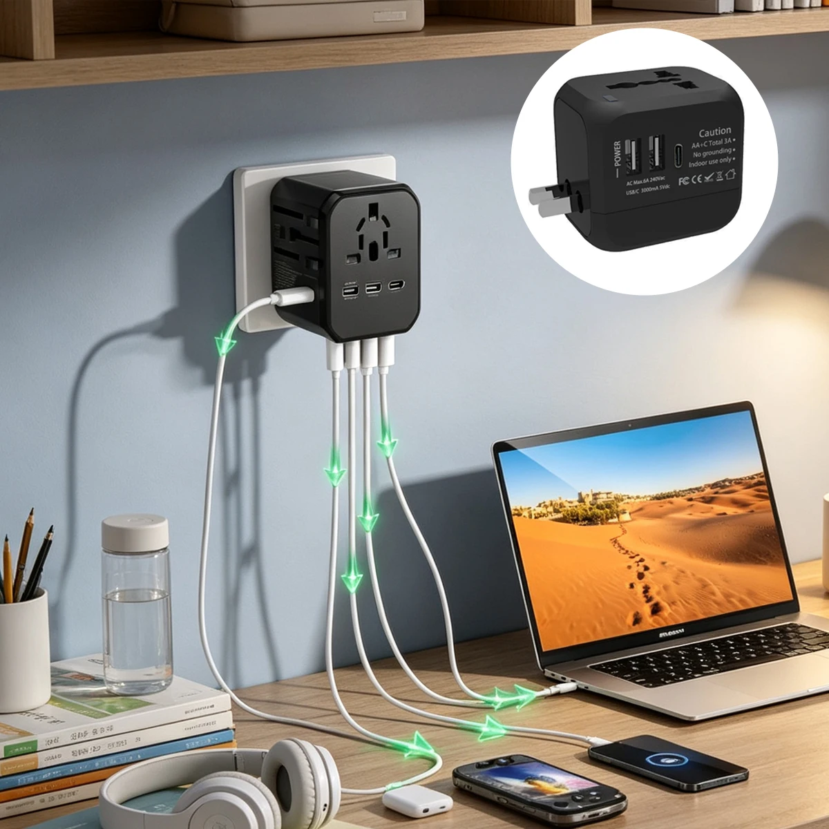 All-in-one Wall Travel Charger USB Type-C Socket Plug Covers Au Electric Claw Multi Outlet Cover Holder Universal Switch Outside