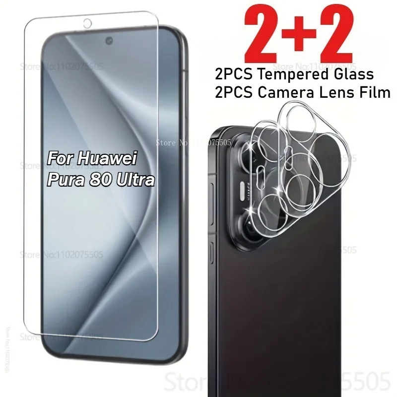 

[4-in-1]2Pcs HD Clear Screen Protector+2Pcs Camera Lens Film for Huawei Pura 80 Ultra/80/80 Pro+/70 Pro+/70 Ultra Tempered Glass