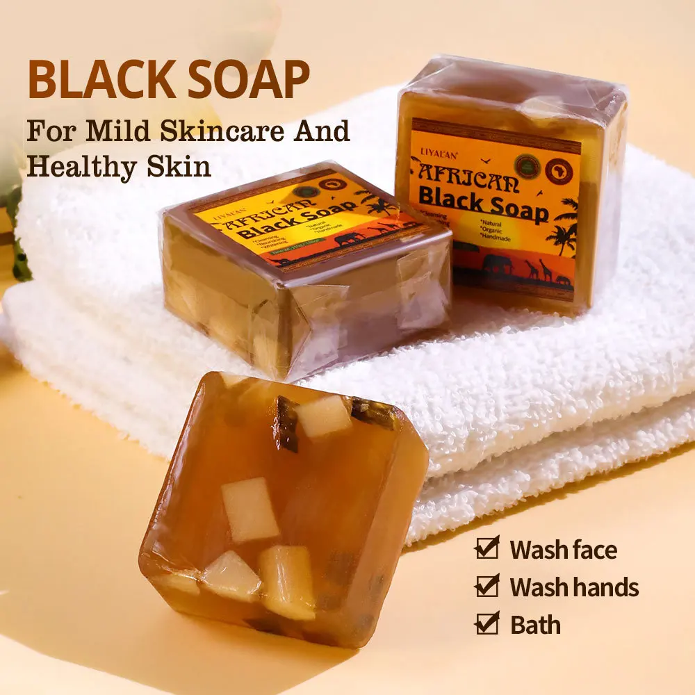 110g African black soap Raw Black Soap body cleaning bath soap black coffee soap Body whitening Skin cleaning free shipping