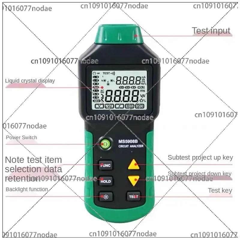 

AC100-240VMS5908A/MS5908 Тестер анализатора цепей ЖК-дисплея с напряжением GFCI RCD-тестер Тестер розеток