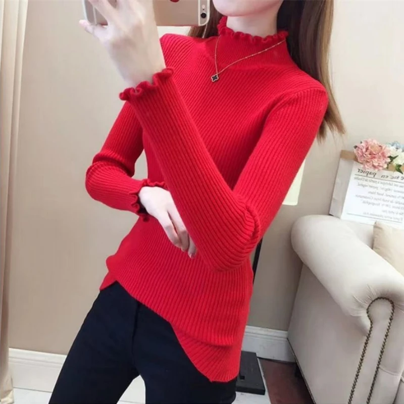 Autumn Winter Turtleneck Knitted Pullover Sweater Women All-match Soft Thick Warm Knitted Sweater 2023 Streetwear Top