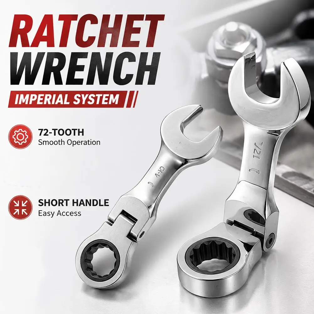Mini Ratchet Wrench Chrome Vanadium Steel Imperial Double Ended Spanner Silver Rotating Repair Spoke Spanner Automotive Tool