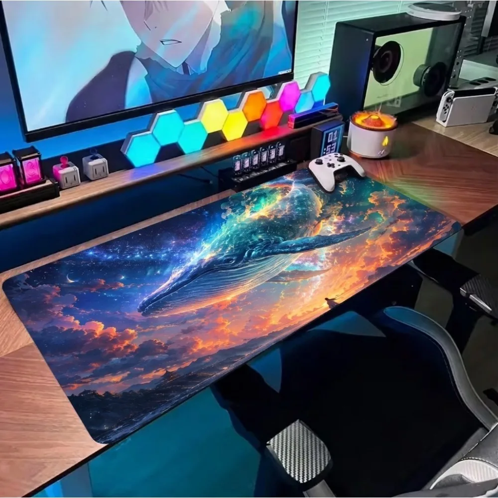 Cosmic Whale Nebula Galaxy Sky Design, Anti-slip Rubber Bottom Keyboard Pad with Edge Protection alfombrillas para escritorio