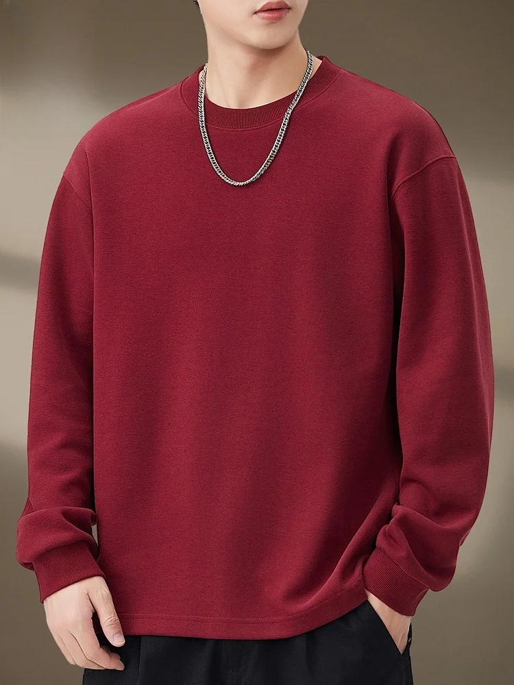 

Красный повседневный свитшот с длинным рукавом и круглым вырезом, весна 2026, новая коллекция, молодежный стиль, хлопок, полиэстер