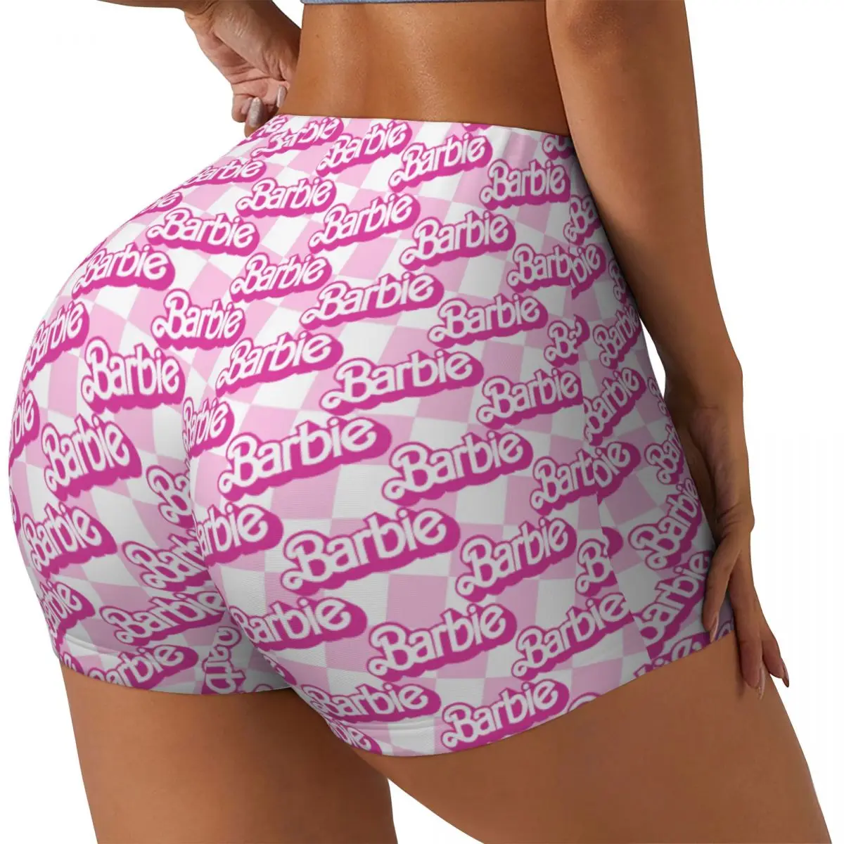 Custom Barbie Logo Volleyball Biker Gym Shorts Women's Athletic Workout Yoga Shorts