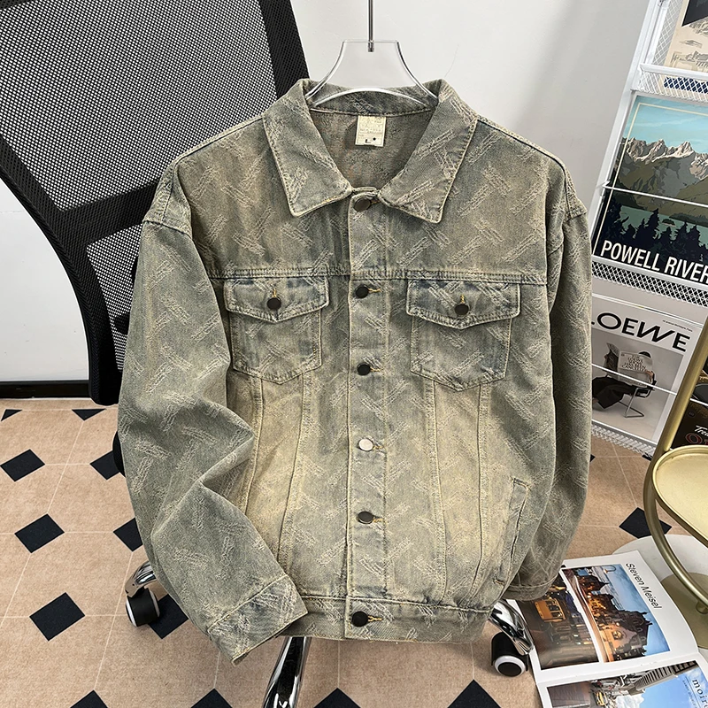 

Джинсовая куртка с вышивкой Tie Dye в стиле ретро, американская повседневная свободная посадка для мужчин и женщин, модная брендовая потертая куртка для пар y2k