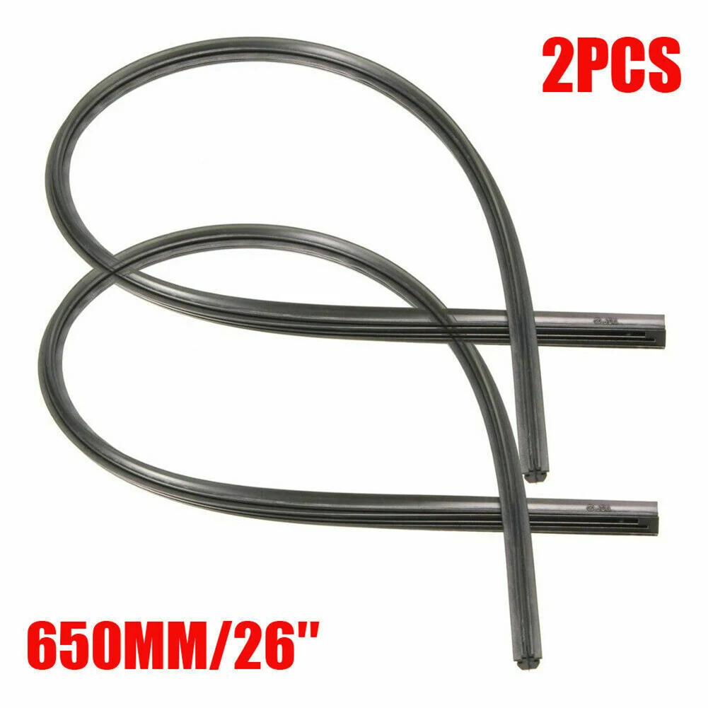 2Pcs 26inch Silicone Wiper Blade Frameless For Auto Windshield Black Automobiles Parts Accessories Wiper Blades