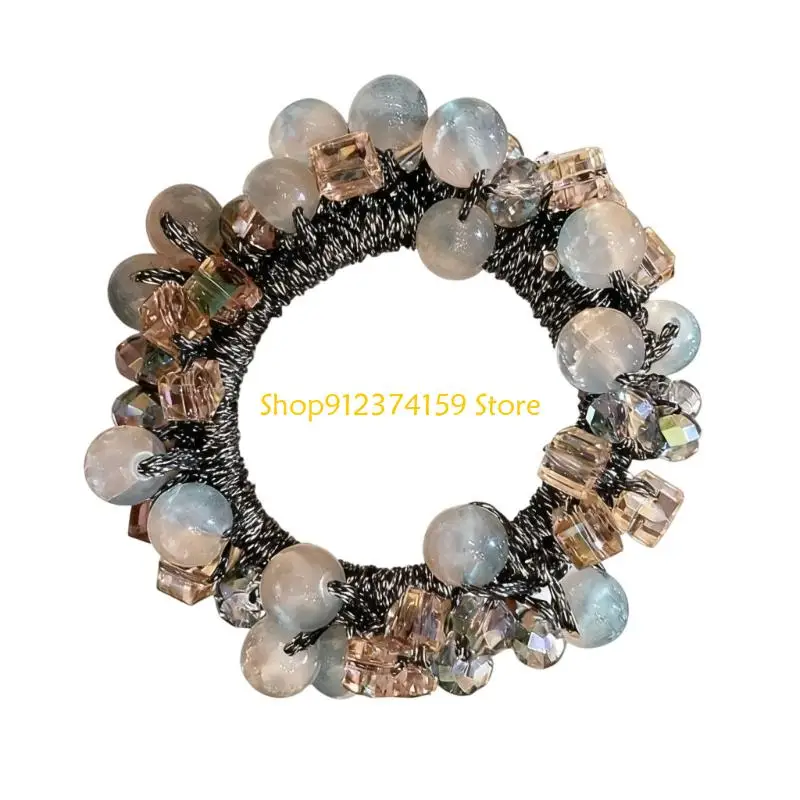 

G5AE High end Grape red floral crystal headband, ponytail headband, rubber band hair accessory